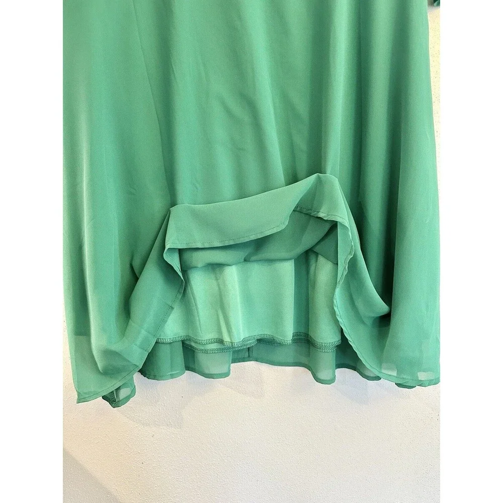 ROIII FASHION Emerald Green‎  Embroidered Cold Shoulder Sz L